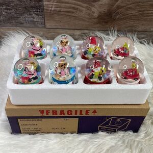 Christmas Holiday Mini SnowGlobes, 8 Count Box , Santa, Dog, Old Truck